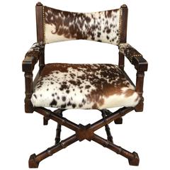 20th Century Directors Style Chair in Cow Hide