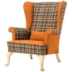 The 'Thunderbird' Parker Knoll Plaid Back Used Fireside Wing Chair
