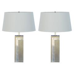 Pair of Brushed Aluninum, Copper and Brass Lamps in the Style of Pierre Cardin 7