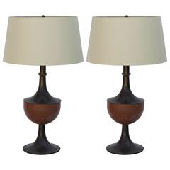 Pair of Stunning Patinated Bronze Neoclassical Lamps from Rio de Janeiro