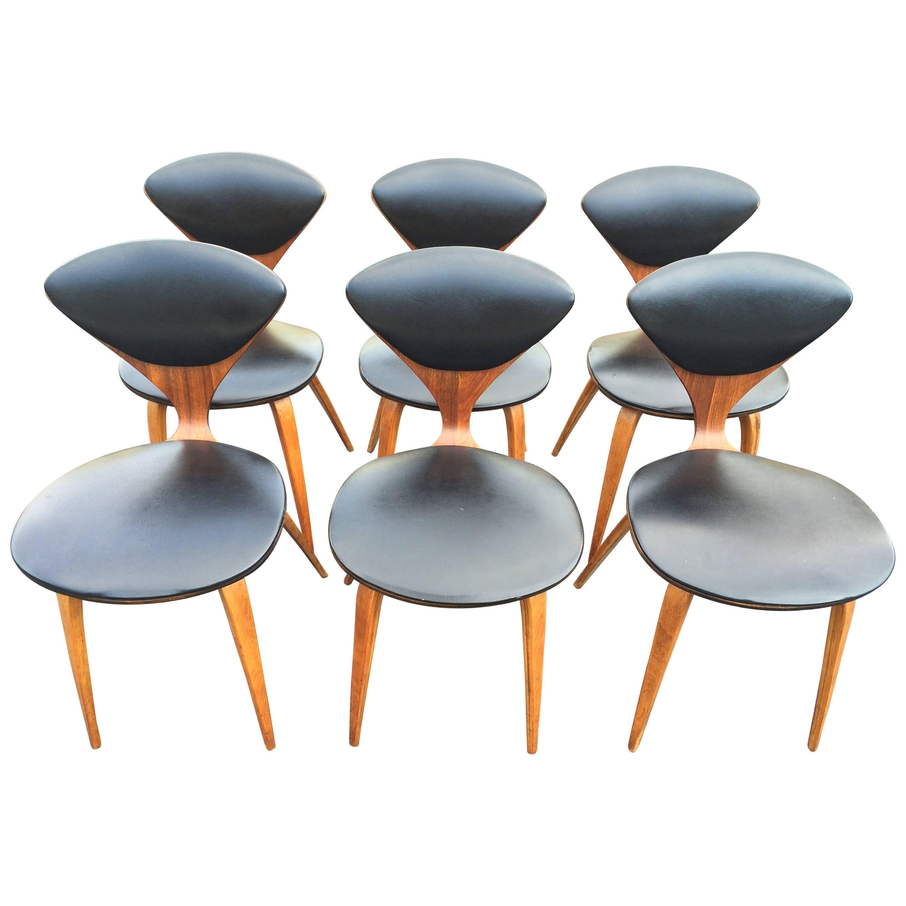 Set of Six Norman Cherner Dining Chairs for Plycraft