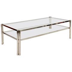 Large Nickel-Plated Two-Tier Coffee Table