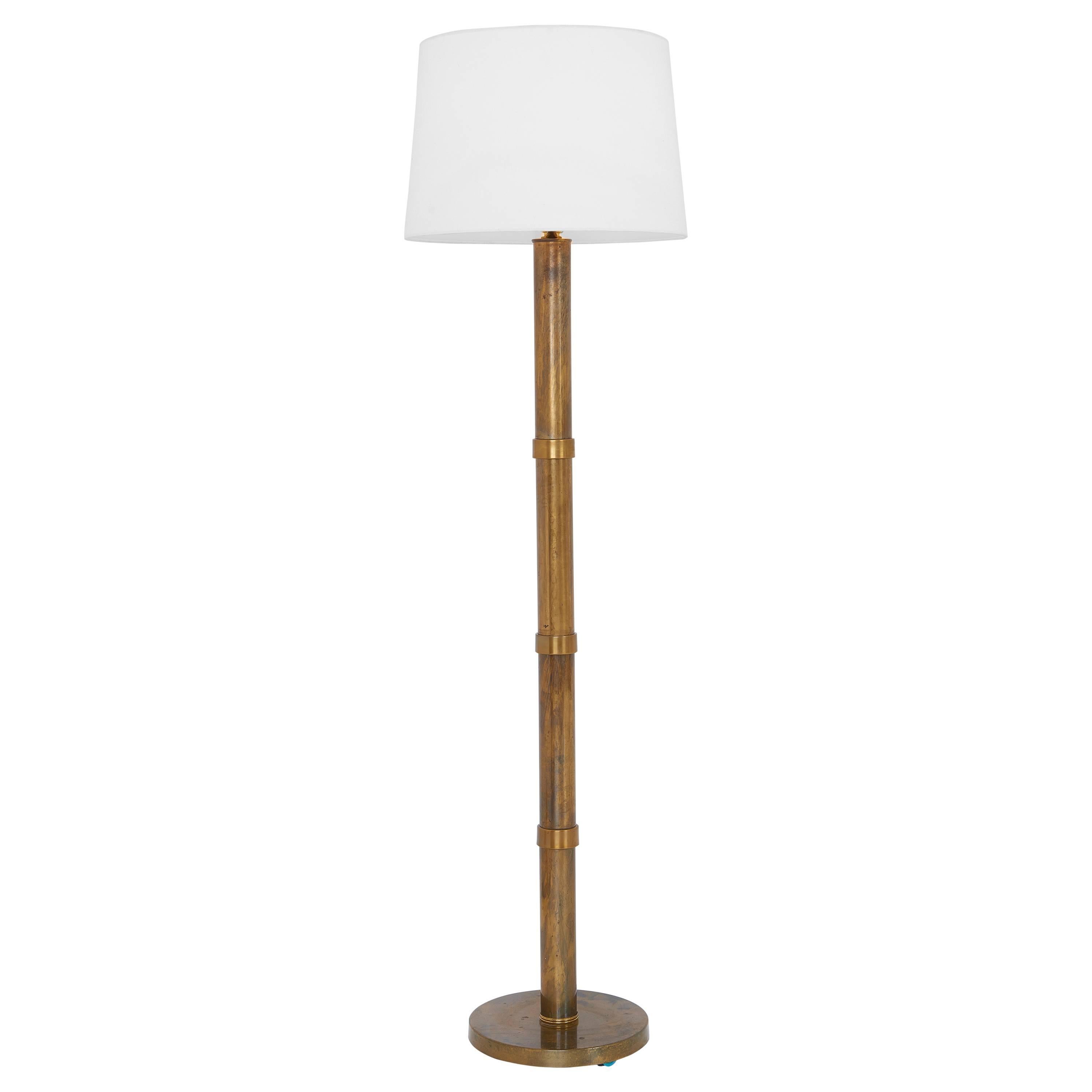 Brass 'Bamboo' Floor Lamp, style of Mastercraft, 1970s