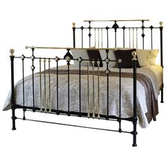 Antique Wide Gothic Style Brass and Iron Bed, MSK31