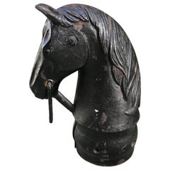 Antique Cast Iron Horse Head Hitching Post from the Late 19th Century