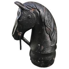 Cast Iron Horse Head Hitching Post from the Late 19th Century 4