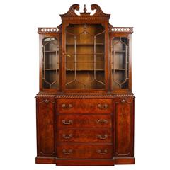 Victorian Style Gothic Breakfront Bookcase Mahogany Bookcases