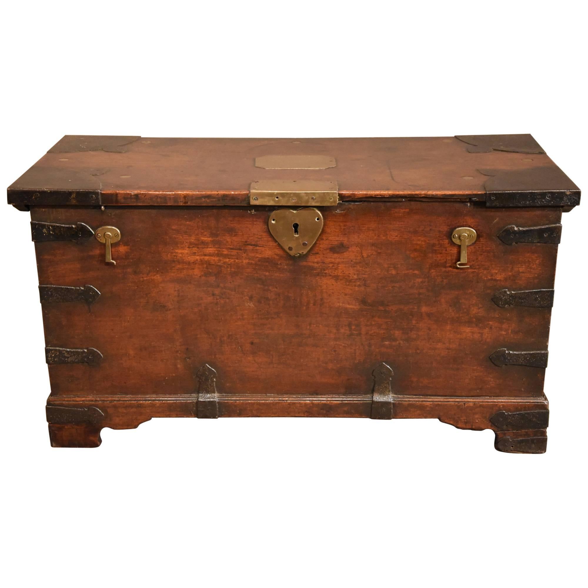 Handsome Anglo Indian Teak and Iran Bound Trunk