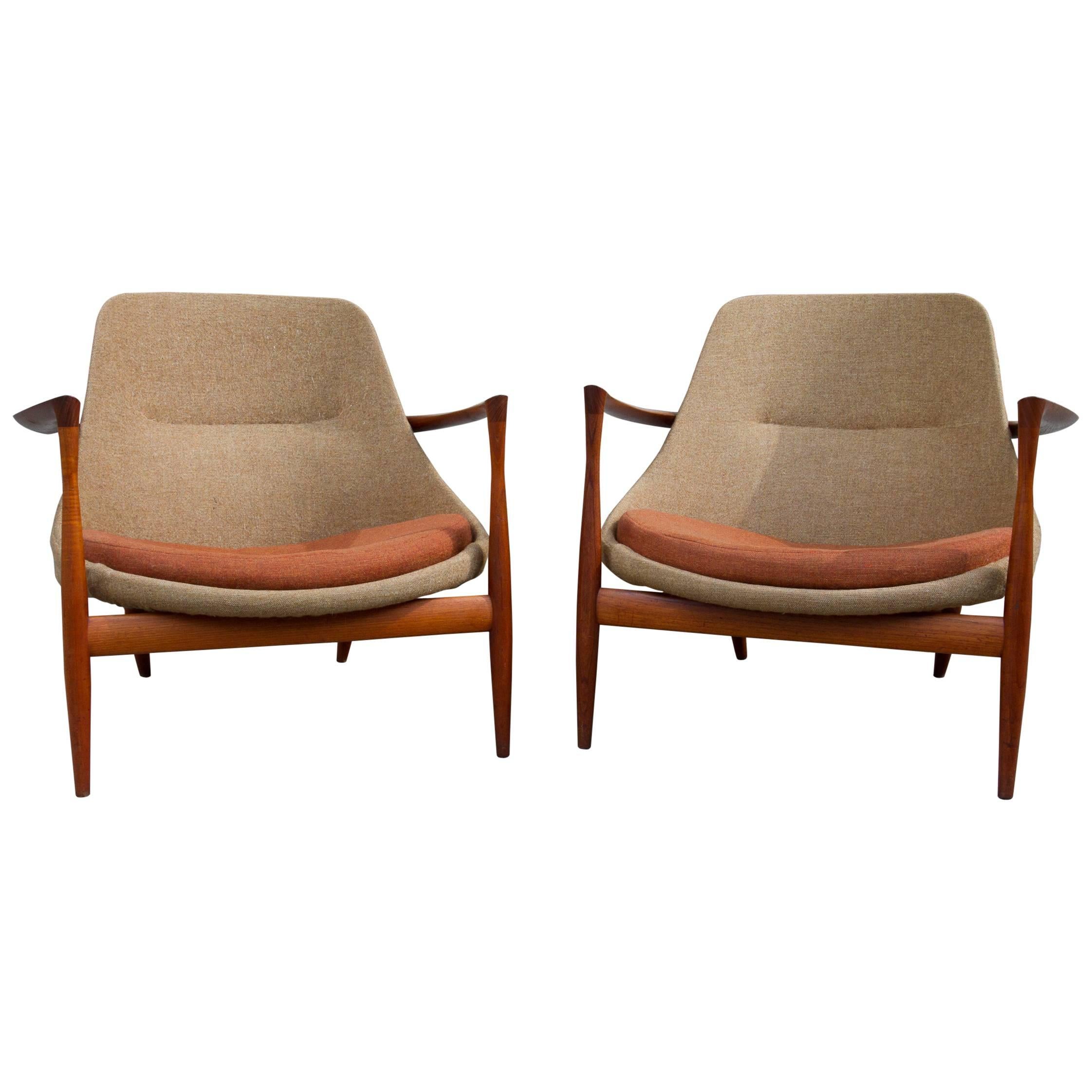 Exceptional Pair of Teak Kofod-Larsen Elizabeth Chairs