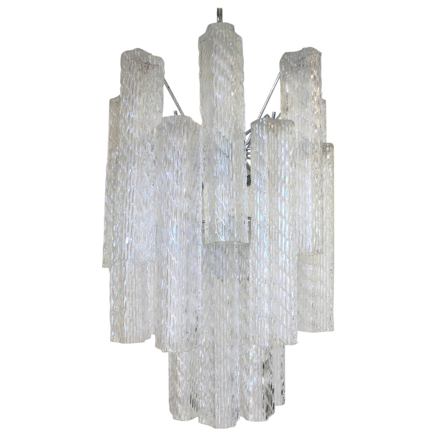 Murano Textured Tubes Chandelier by Venini