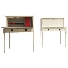 Superb Pair of Refined Ladies Secretaire's with Integral Lighting, Italy, 1960s