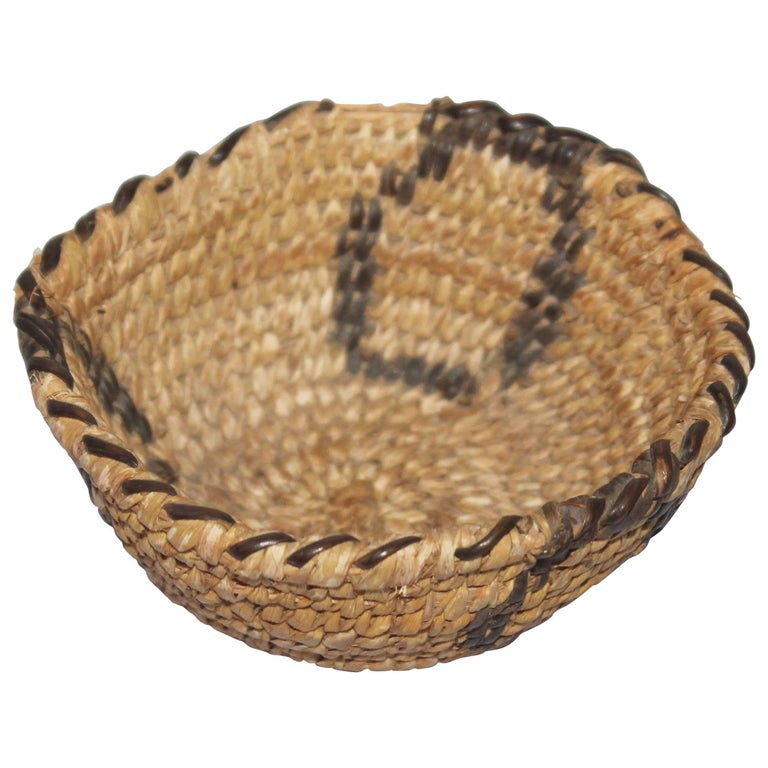 Amazing Miniature Papago Indian Basket For Sale