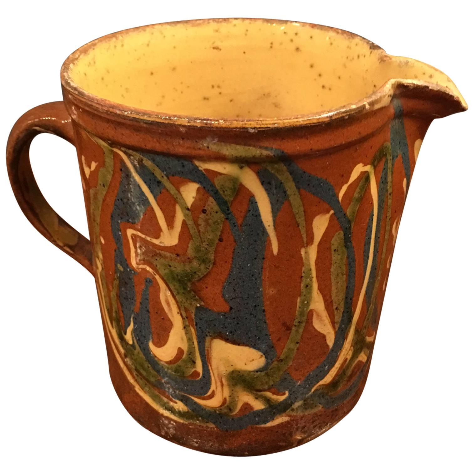 19th Century French Pottery Pitcher For Sale