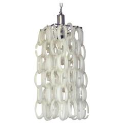 Italian Frosted Murano Glass Links Chandelier by Vistosi