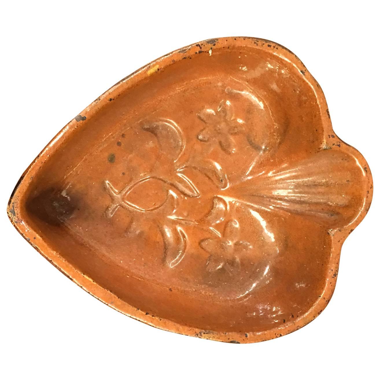 19th Century French Pottery Heart Mold For Sale