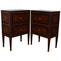 Pair of Northern Italian Neoclassic Rosewood and Ebonized Bedside Commodes