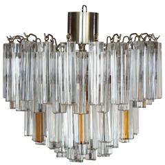 Mid-Century Modern Camer Glass Chandelier with Clear and Amber Venini Prisms 10