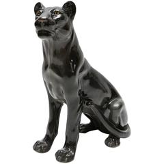 Vintage Black Ceramic Panther