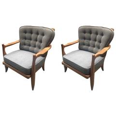 Guillerme et Chambron, Pair of Oak Armchairs "José", Edition Votre Maison 3