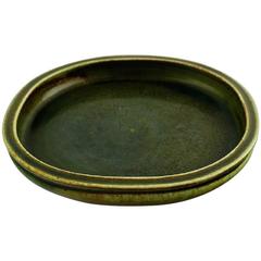 Vintage Saxbo, Large Ceramic Dish, Beautiful Green Glaze, Denmark, Mid-20th Century