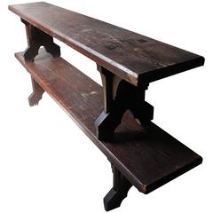 Good Near Pair of circa 1860s Gothic Revival Oak Benches in the Manner of Pugin