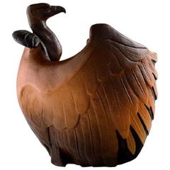 Rare Ipsen's Widow Art Nouveau Ceramic Vase in the Form of a Vulture