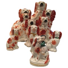 Spectacular Fine Collection of Ten Staffordshire Spaniels