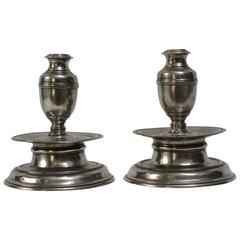 Pair of Baroque Pewter Candlesticks