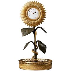 Rare French Empire Early 19th Century Sunflower Timepiece