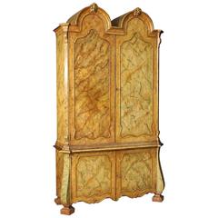 20th Century French Wardrobe in Lacquered Faux Marble Wood