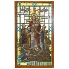 Large Religious Stained Glass Window, Jesus-let the Little Children Come Unto Me