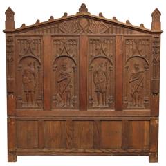 Antique Carved Oak Gothic Revival Panel