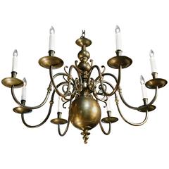 Large Dutch Baroque Bronze Eight-Arm Chandelier from Belgium circa 1910 12