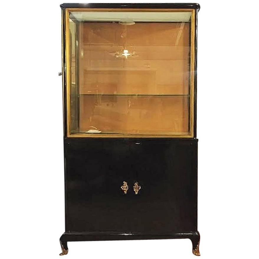 Ebonized Louis XV Style China Cabinet Vitrine Bookcase Style of Maison Jansen