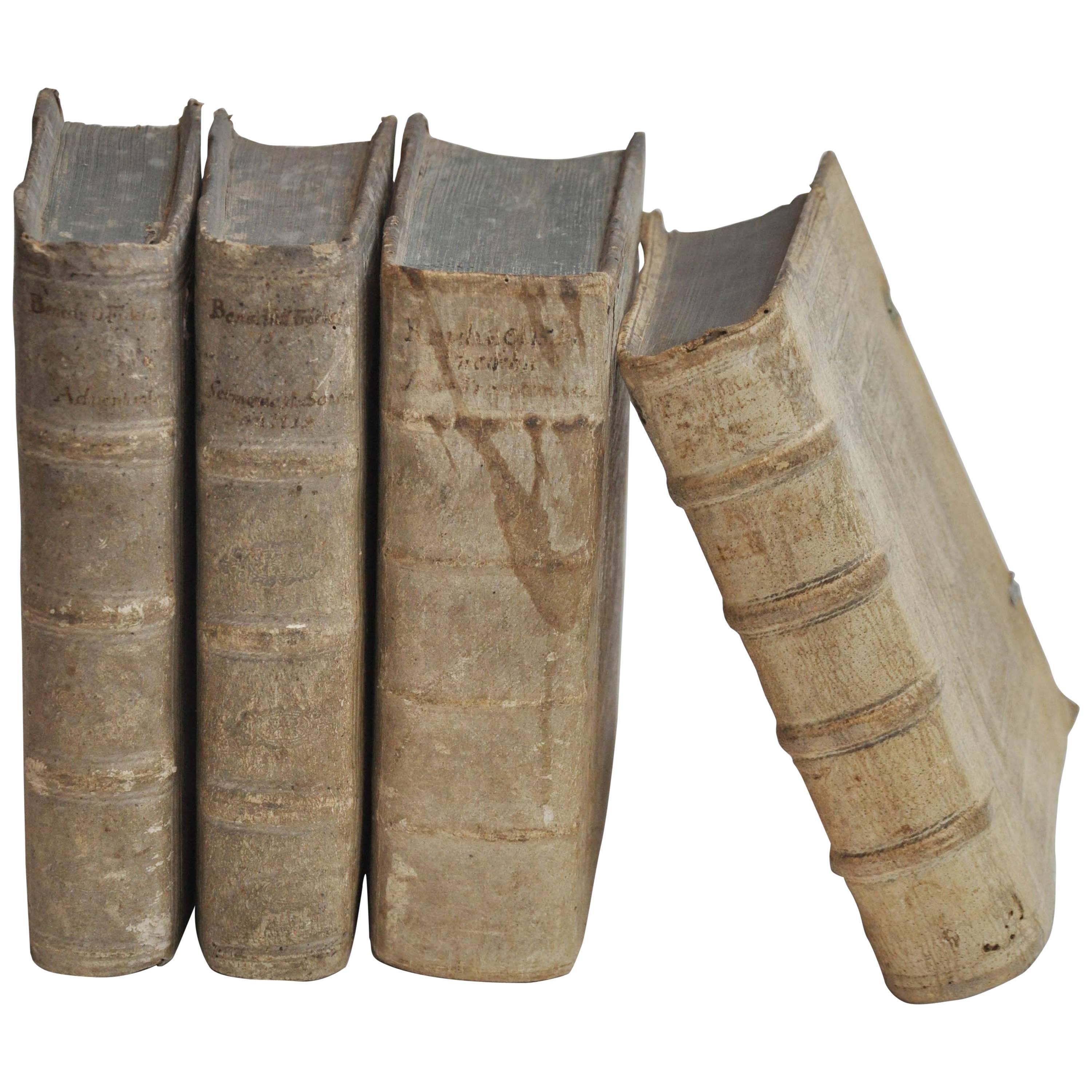 17th Century Collection of Four Rare European Vellum Books with Buckles