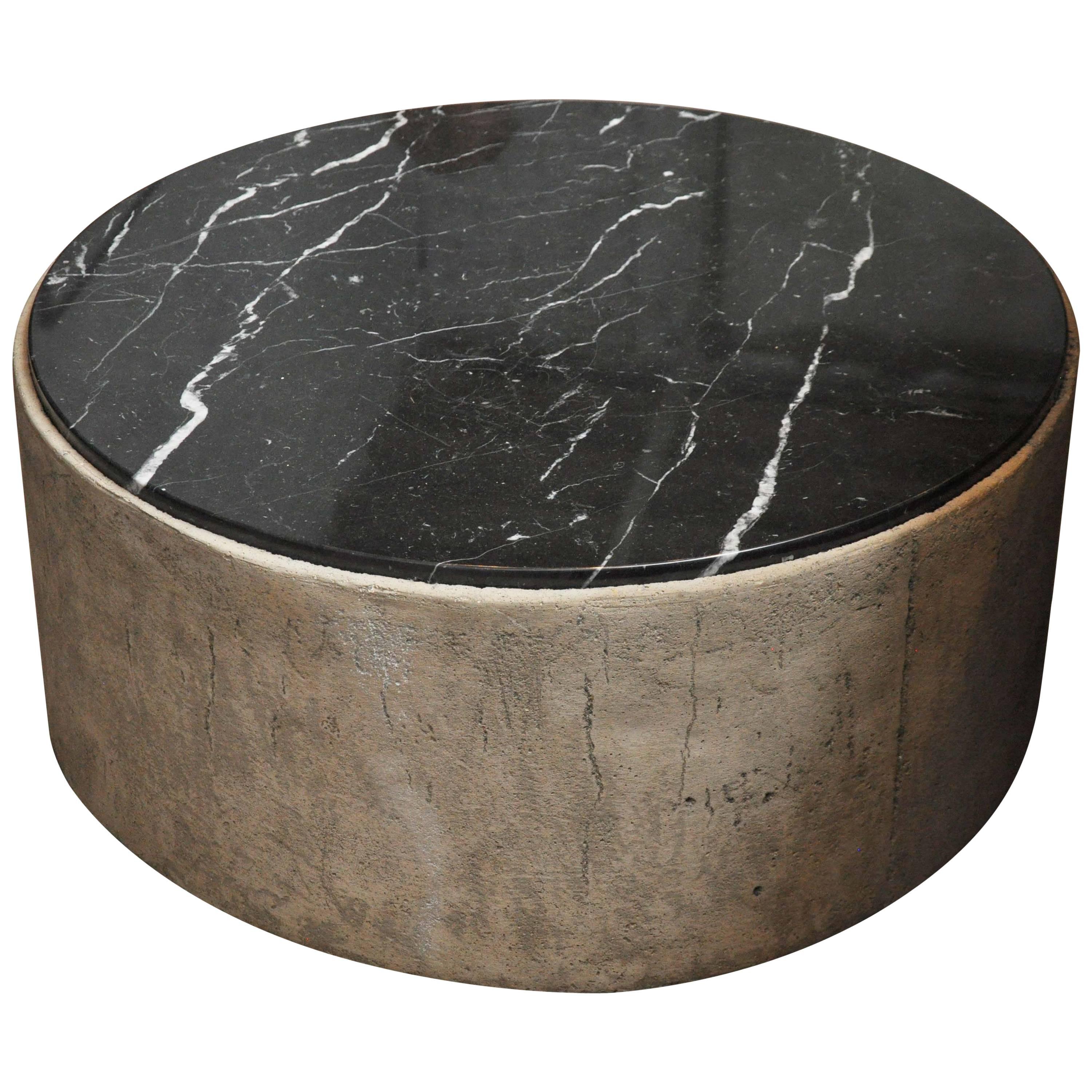 21st Century Custom Concrete and Marble Coffee Table