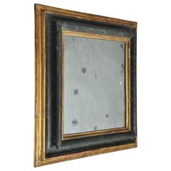 Late 19th Century French Giltwood and Deep Green/Black Lacquer Mirror