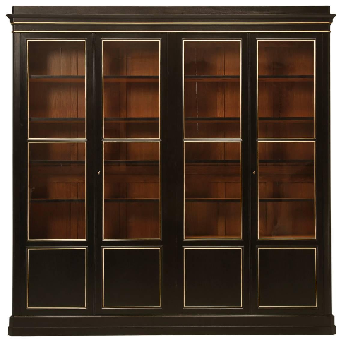 Antique French Louis Philippe Style Bookcase in an Ebonized Finish