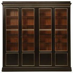 Antique French Louis Philippe Style Bookcase in an Ebonized Finish