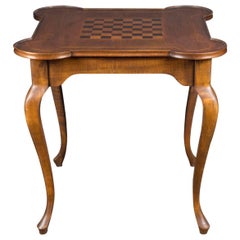 Vintage Italian 20th Century Game Table with Inlaid Chess/Checkerboard and Cabriole Legs