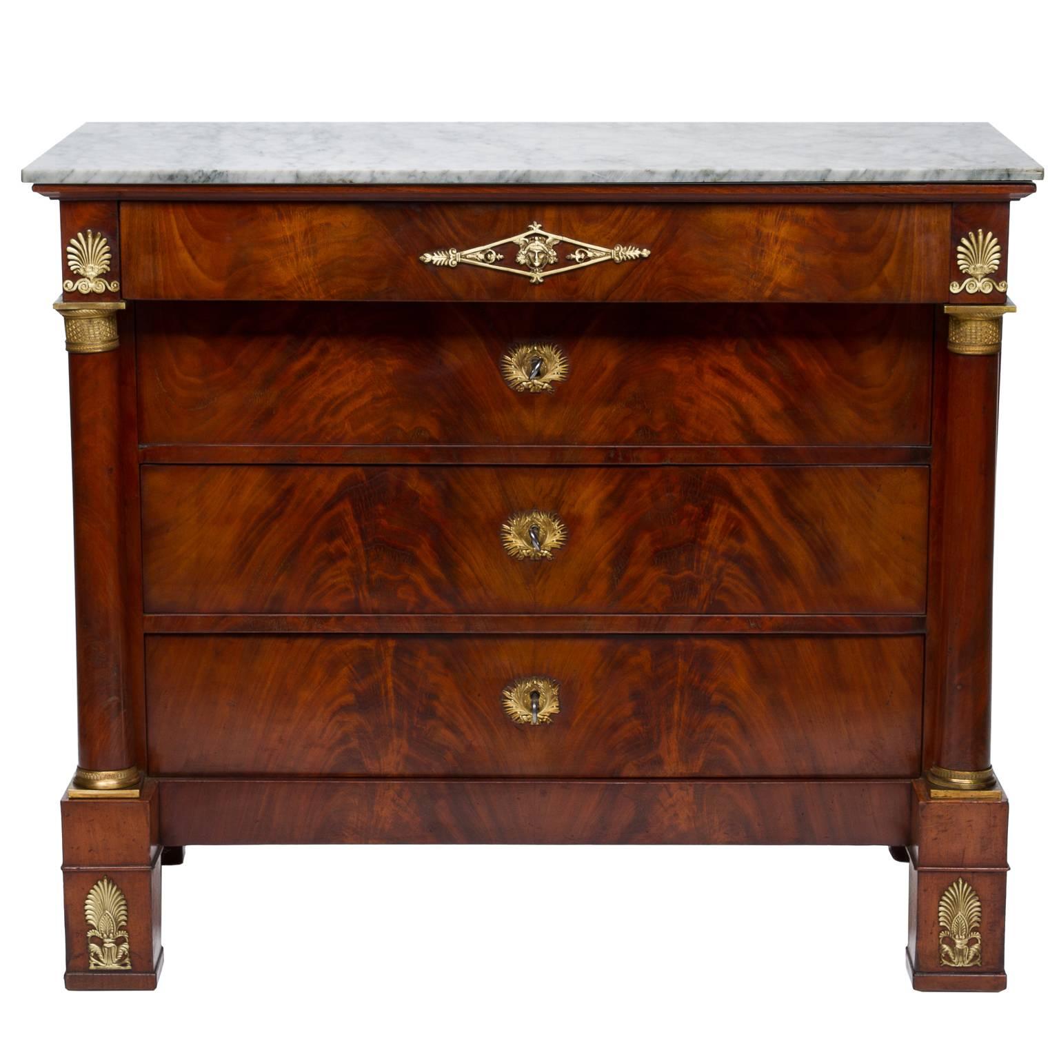 19th Century French Empire Marble-Top Commode