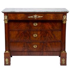 19th Century French Empire Marble-Top Commode