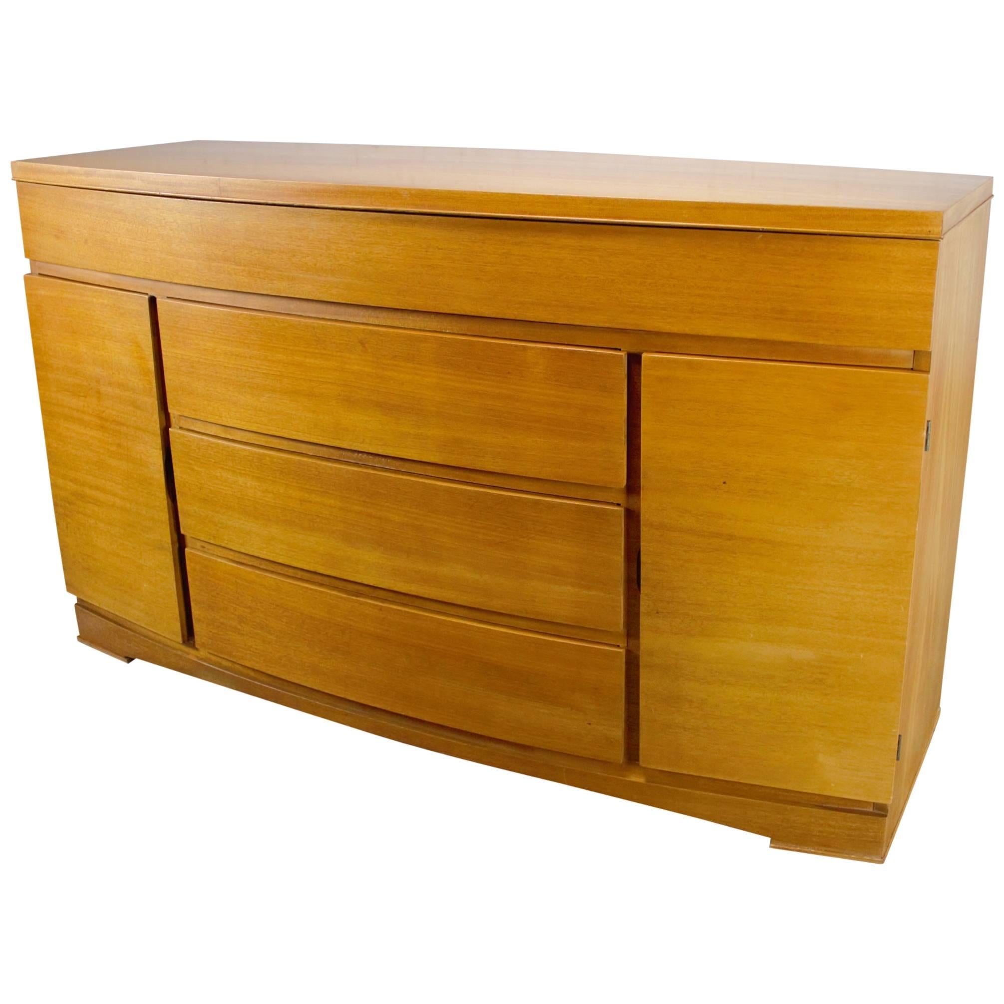 Vintage Mid-Century Modern Mahogany Bow Front Buffet Cabinet