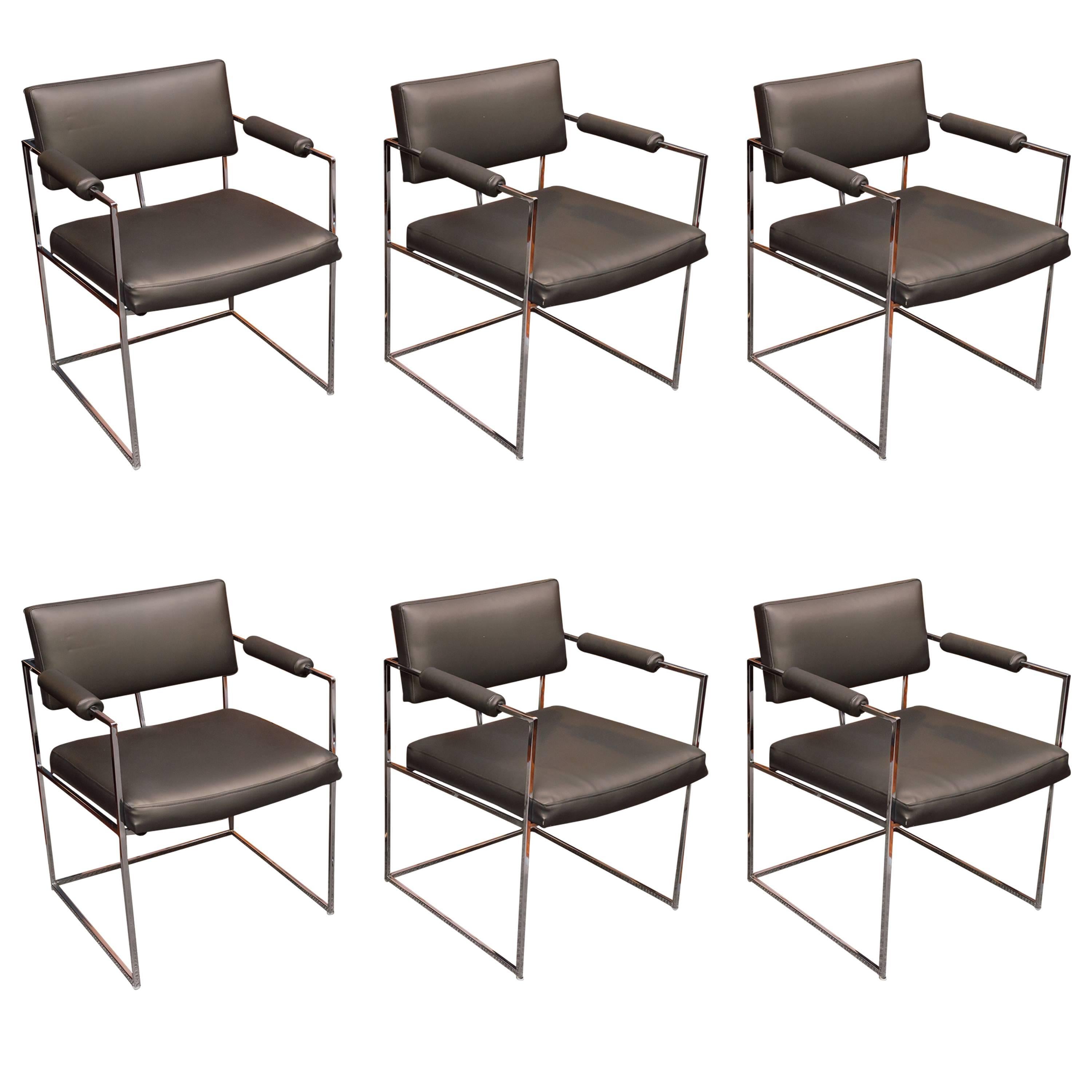 Set of Six Milo Baughman Dining Chairs