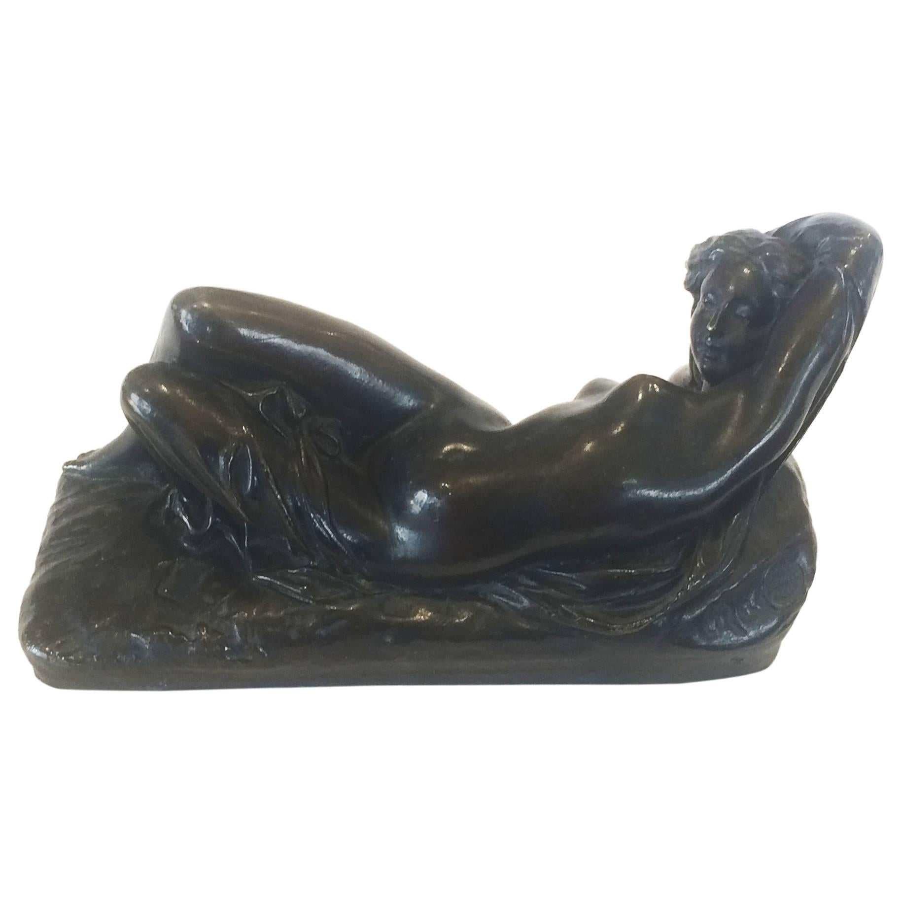 Art Deco Nude Bronze Reclining Figure "Lost Wax Method"