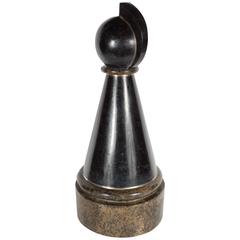 Mid-Century Tesselated Chess Pawn Piece with Brass Inlay by Maitland-Smith