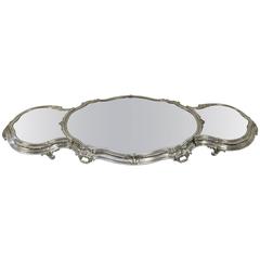 Antique Sterling Silver Three Section Mirrored Top Plateau