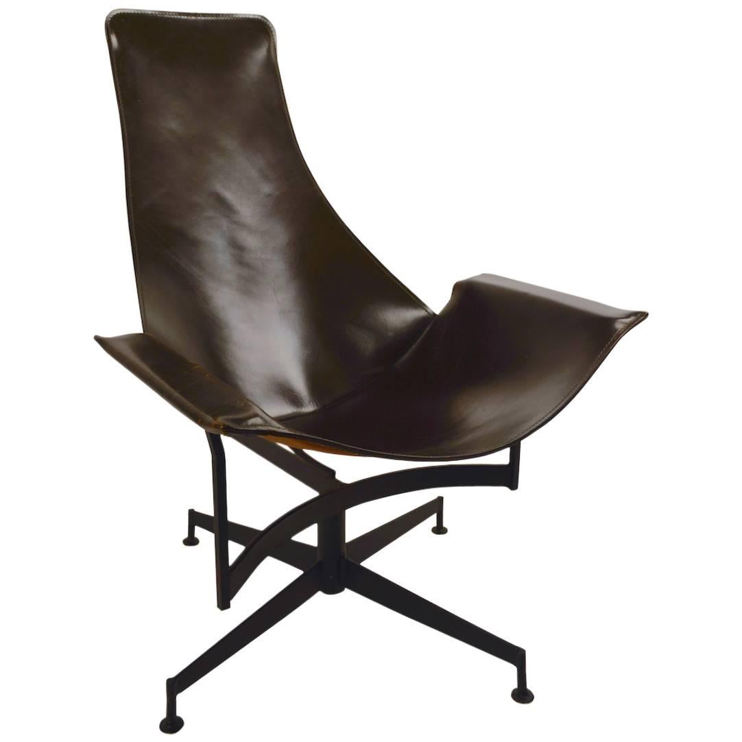 William Katavolos for Leathercrafter Leather Swivel Sling Chair