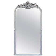 Antique French 19th Century Silver Leaf Louis XV Mirror