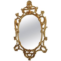 Italian Oval Giltwood Framed Wall Mirror